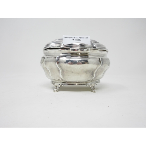 122 - An Edward VII silver Tea Caddy of shaped oval form, London 1903, maker: Asprey, 246gm, worn