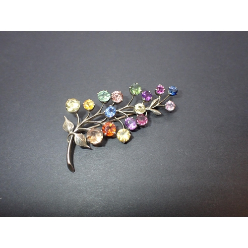 194 - A flower spray Brooch claw-set zircons, garnets, amethyst etc and a collection of vintage Brooches a... 