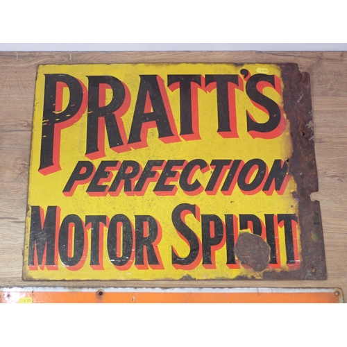 317 - A 'Pratts's Perfection Motor Spirit' enamel Sign 1ft 11in W x 1ft 6in H and a partial 'Lyon's Tea' e... 