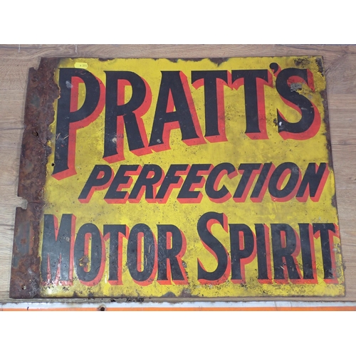 317 - A 'Pratts's Perfection Motor Spirit' enamel Sign 1ft 11in W x 1ft 6in H and a partial 'Lyon's Tea' e... 