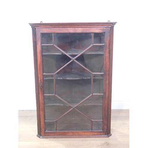 338 - A Georgian mahogany and astragal glazed hanging Corner Cabinet 2ft 10in H x 2ft W