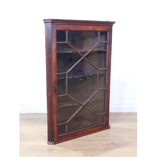 338 - A Georgian mahogany and astragal glazed hanging Corner Cabinet 2ft 10in H x 2ft W