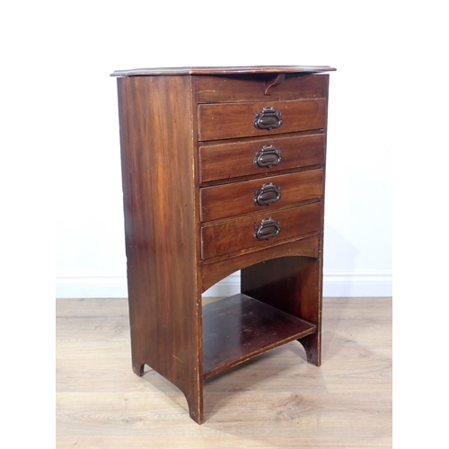 359 - An Edwardian mahogany Sheet Music Chest fitted four drawers 2ft 10in H x 1ft 7in W