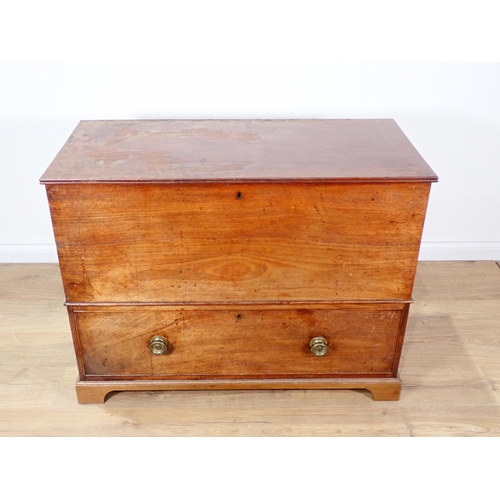 363 - A Georgian mahogany Mule Chest fitted single drawer on shallow arched supports 3ft 3in W x 2ft 5in H