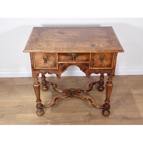 375 - WITHDRAWN-An antique walnut Lowboy in the William and Mary style with quartered and crossbanded top ... 