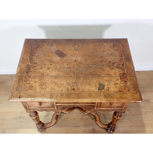 375 - WITHDRAWN-An antique walnut Lowboy in the William and Mary style with quartered and crossbanded top ... 