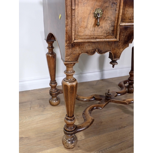 375 - WITHDRAWN-An antique walnut Lowboy in the William and Mary style with quartered and crossbanded top ... 