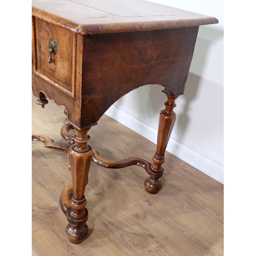 375 - WITHDRAWN-An antique walnut Lowboy in the William and Mary style with quartered and crossbanded top ... 