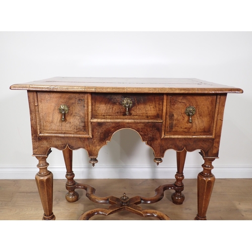 375 - WITHDRAWN-An antique walnut Lowboy in the William and Mary style with quartered and crossbanded top ... 