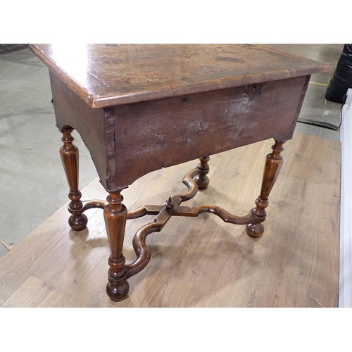 375 - WITHDRAWN-An antique walnut Lowboy in the William and Mary style with quartered and crossbanded top ... 