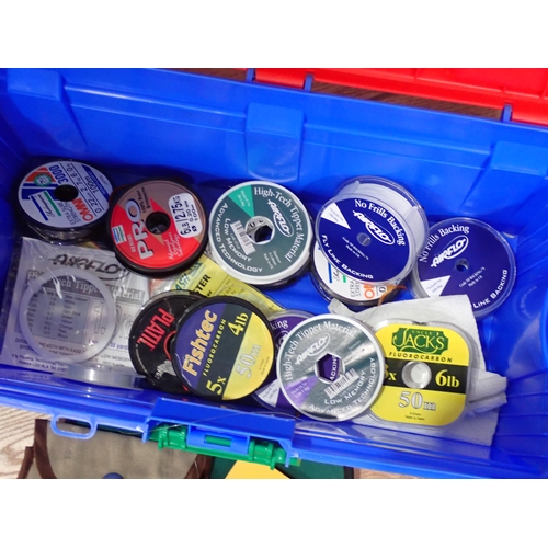 376 - Two plastic Tackle Boxes containing Floats, Line and Lures and a metal Cabinet containing Fly Tying ... 