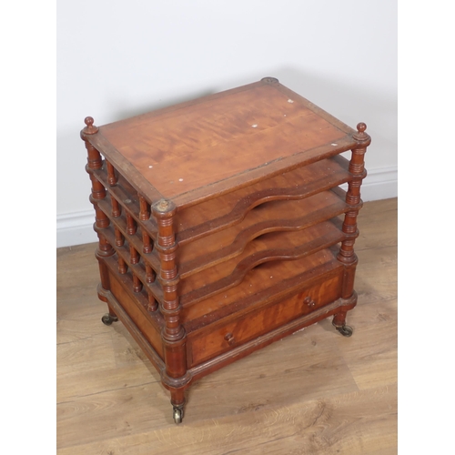 384 - A 19th Century mahogany and satinwood Music Canterbury of four shelves above drawer to base A/F 1ft ... 