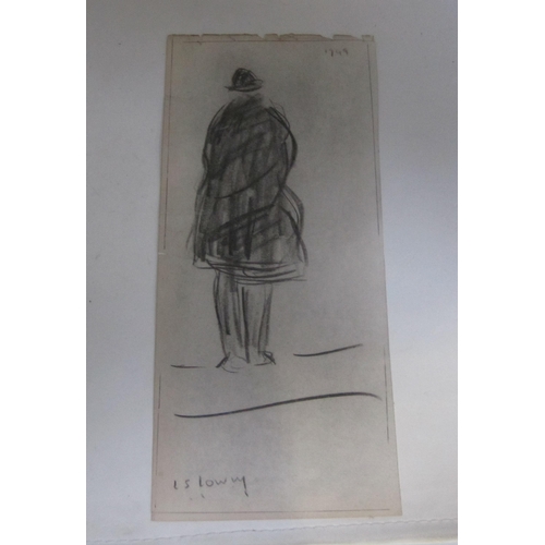 413 - MANNER OF LAURENCE S. LOWRY. A Figure Standing,  bears signature and date 1949, pencil , 10 x 4 1/2 ... 