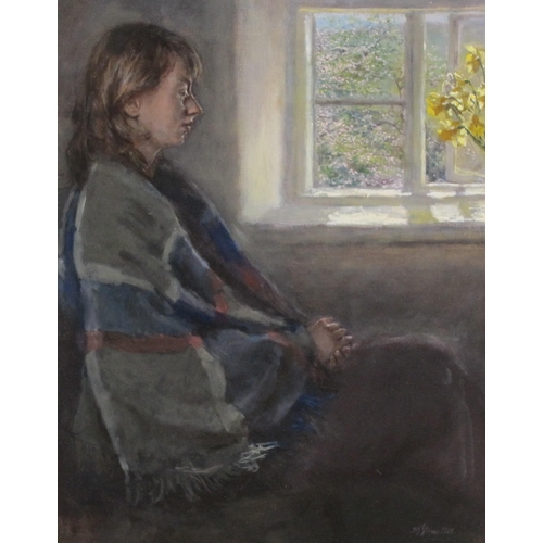 428 - DAVID STOVES. 'Through the Window', oil on canvas, 24 x 20in; and one other picture by the same arti... 