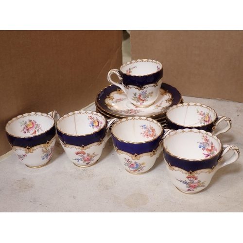 457 - A collection of Royal Crown Derby Coffee Cans and Saucers and a Derby style gily part Tea Service