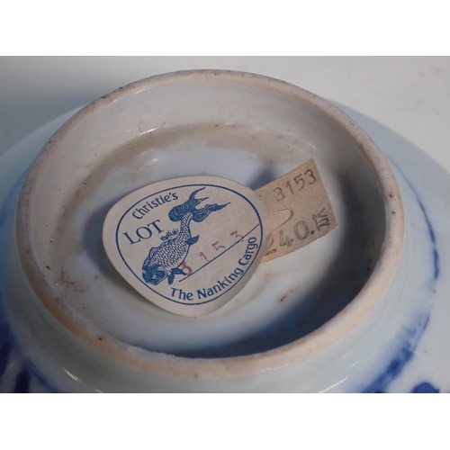 463 - Two Nanking Cargo Bowls with Christies labels, a New Hall Tea Cup and Saucer, two blue and white Tea... 