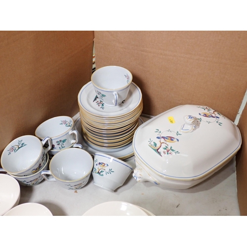 466 - A Spode 'Queen's Bird' Tea Service and lidded Tureen and a Royal Doulton 'Bamboo' Tea Service