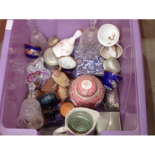 469 - Box of ceramics and glass including Ornaments and Paperweights, etc.