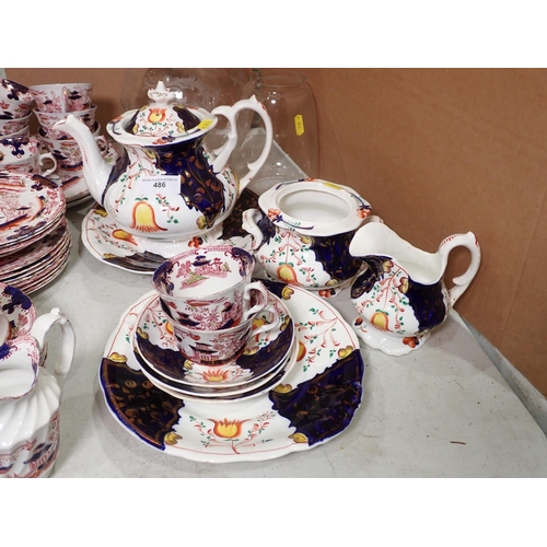 486 - A quantity of Gaudy Lustre Tea wares including Tea Pot, Jug, Sugar Bowl (some A/F), a part Tea Servi... 