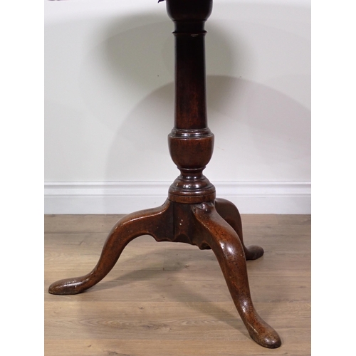 49 - A George III mahogany Pillar Table on barrel turned column and tripod base 2ft 6in D x 2ft 4in H