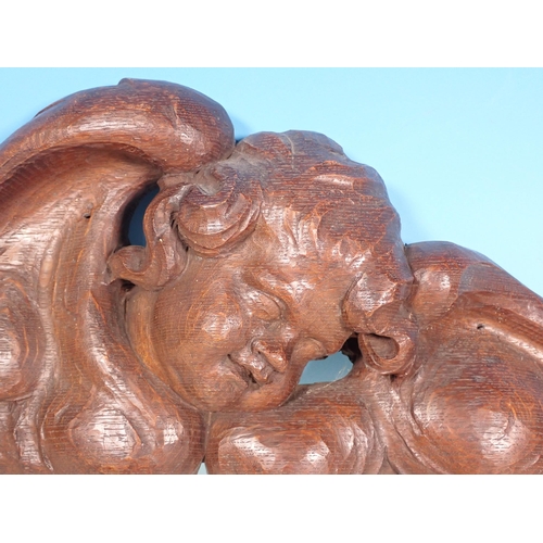 492 - A pair of antique carved oak Angels in the 18th Century style