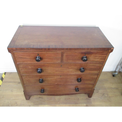 50 - A 19th Century mahogany Chest of two short and three graduated long drawers with ebony stringing mou... 