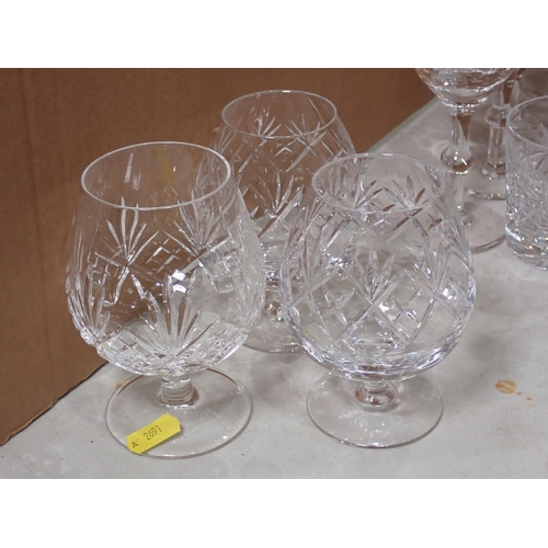 503 - A collection of crystal Drinking Glasses including Wines, Tumblers, Balloons, etc.