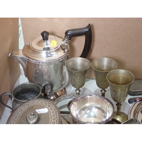 508 - A quantity of plated ware including Muffin Dish and Cover, Candelabra, Tray, etc.