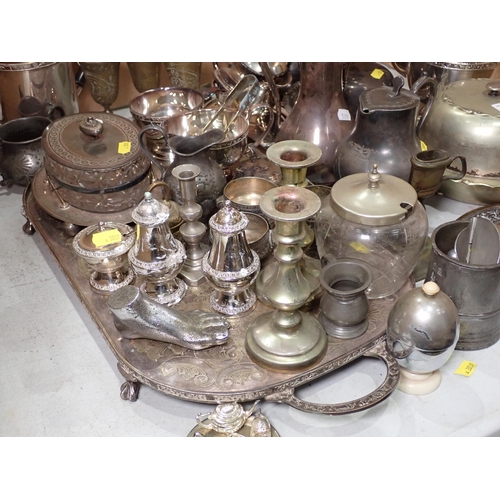 508 - A quantity of plated ware including Muffin Dish and Cover, Candelabra, Tray, etc.