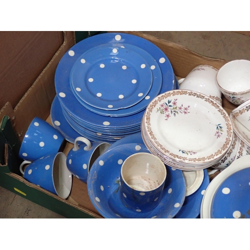 517 - A 'Blue Poker' part Dinner and Tea Service and a Royal Grafton part Tea Service