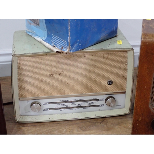 53 - A Pye vintage Radio, a Bakelite Radio, a walnut veneered Radio, etc. (passed PAT)