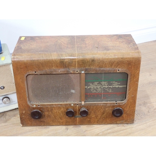 53 - A Pye vintage Radio, a Bakelite Radio, a walnut veneered Radio, etc. (passed PAT)