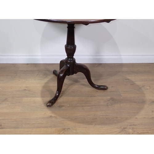 552 - A Georgian mahogany Pillar Table with single piece top on barrel turned column and tripod base 2ft 8... 