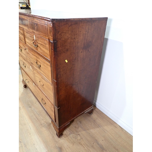 576 - A 19th Century mahogany Chest fitted three shallow drawers above two short and three long drawers fl... 