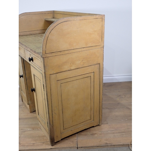 608 - An antique cream painted Wash Stand fitted two drawers and two cupboards doors 3ft 2in H x 3ft W