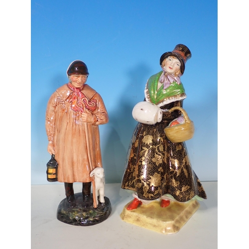 627 - A Royal Copenhagen Figure of a Girl A/F, Royal Doulton 'The Shepherd', a Tuscan Figure 'The Squire's... 