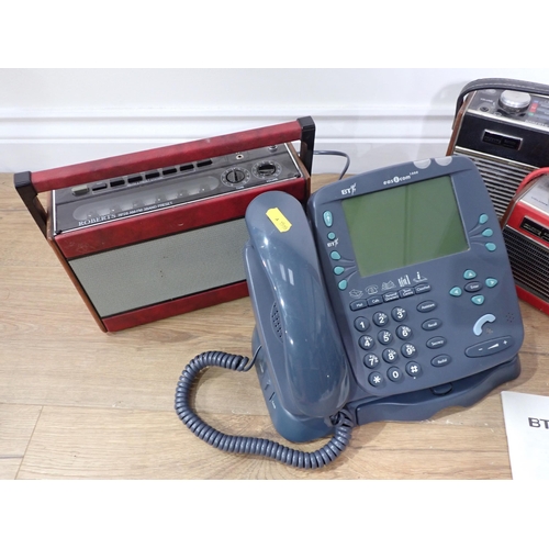 679 - A BT Telephone, and four Roberts Radios