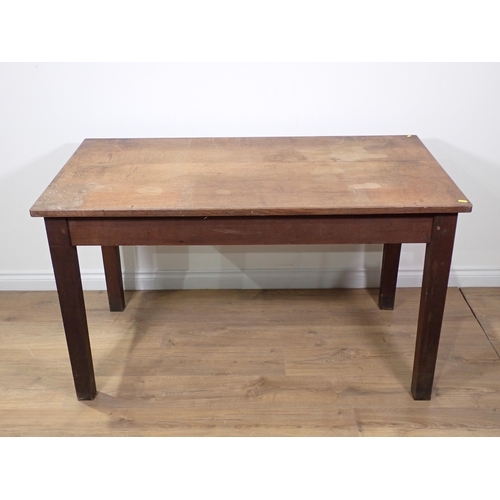 684 - An oak Table with squared supports, 4ft 6in L x 2ft 6in W x 2ft 7in H