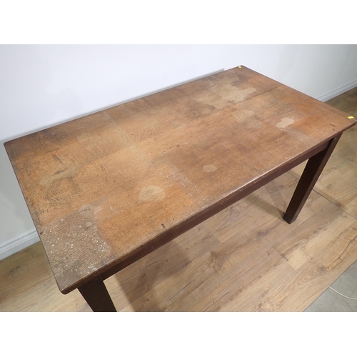 684 - An oak Table with squared supports, 4ft 6in L x 2ft 6in W x 2ft 7in H