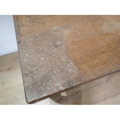 684 - An oak Table with squared supports, 4ft 6in L x 2ft 6in W x 2ft 7in H