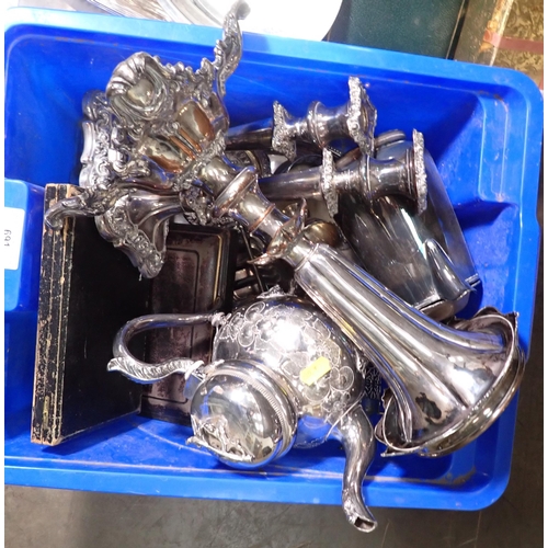 691 - A large quantity of plated item including Candlesticks, Dishes, Vase, Teapot etc.