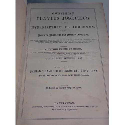 703 - Two Victorian leather bound Bibles and a 19th Century Book in Welsh 'Gweithiau Josephus'