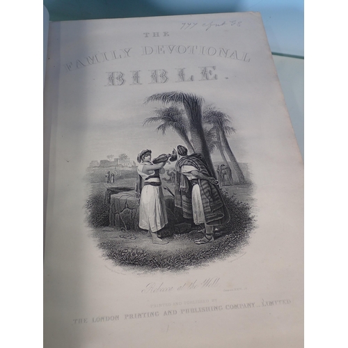 703 - Two Victorian leather bound Bibles and a 19th Century Book in Welsh 'Gweithiau Josephus'