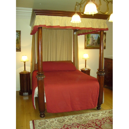 712 - A Victorian mahogany four poster Bed 5ft 5in W