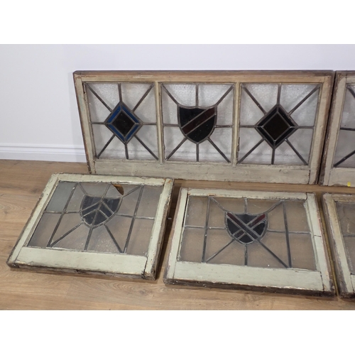 724 - Two large white framed leaded glass Windows 3ft 10in x 1ft 9 1/2in and four smaller Windows  2ft 1in... 