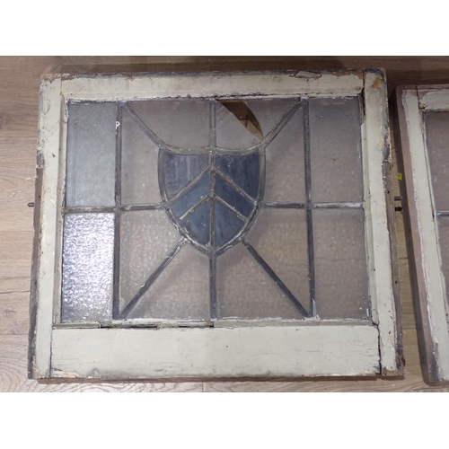 724 - Two large white framed leaded glass Windows 3ft 10in x 1ft 9 1/2in and four smaller Windows  2ft 1in... 