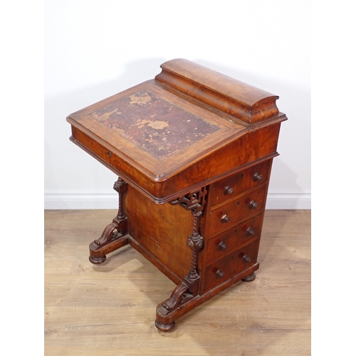 726 - A Victorian walnut Davenport fitted four drawers and bank of dummy drawers 2ft 9in H x 1ft 10in W