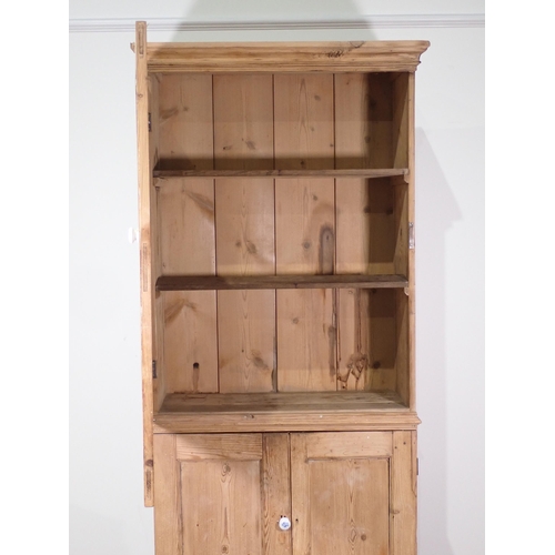 729 - An antique pine Cupboard fitted three panel doors 6ft 11in H x 3ft 2in W