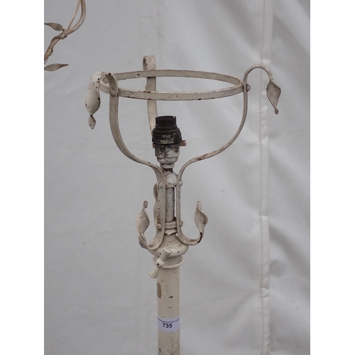 735 - A white painted wrought iron Standard Lamp, another Standard Lamp and a Lamp Stand