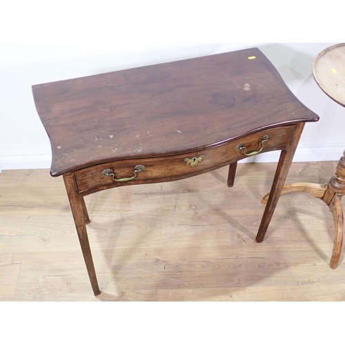 83 - A 19th Century mahogany serpentine Side Table fitted single frieze drawer 2ft 7in W x 2ft 4in H and ... 